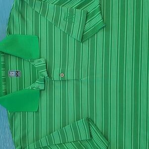 PGA Tour Men's XL Polo Golf Shirt Mint Or Lime Green Striped Shirt